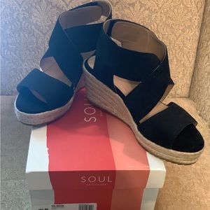 SOUL Naturalizer. Strappy Espadrille Wedge. Size 7.5. Black Brand
